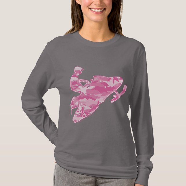 Camiseta Camuflaje rosa Snowmobile (Anverso)