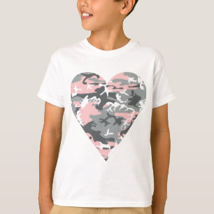 Camiseta Camuflaje rosa y gris, militar, ejército