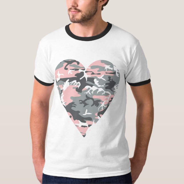 Camiseta Camuflaje rosa y gris, militar, ejército (Anverso)