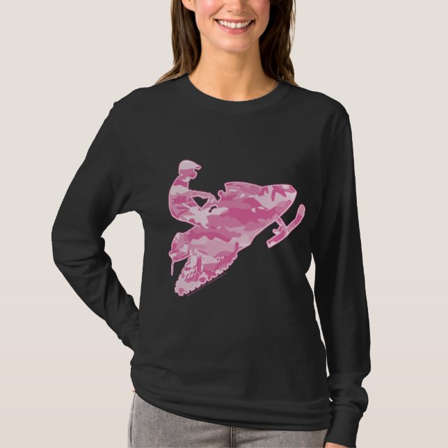 Camiseta Camuflaje rosado Snowmobiler (Anverso)