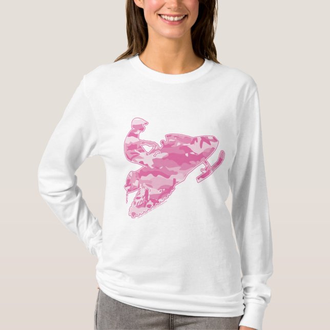 Camiseta Camuflaje rosado Snowmobiler (Anverso)