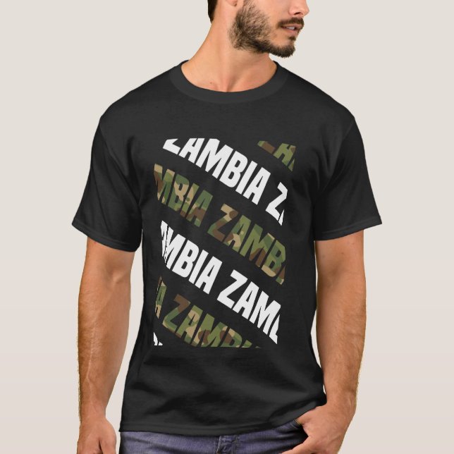 Camiseta Camuflaje verde del patrón de camo de Zambia (Anverso)