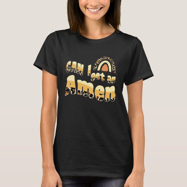 Camiseta Can I Get An Amen Christian Jesus God  Leopard Pri (Anverso)