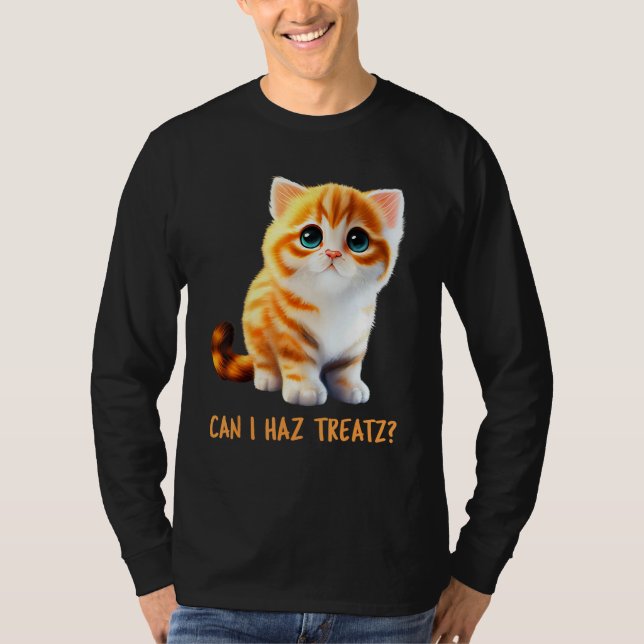 Camiseta Can I Haz Treatz Cute Cat Baby Talk Kitten Beautif (Anverso)