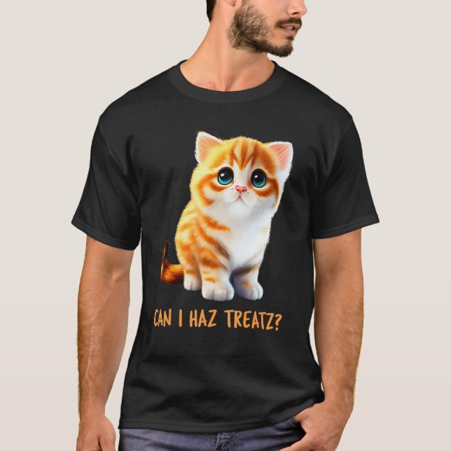 Camiseta Can I Haz Treatz Cute Cat Baby Talk Kitten Beautif (Anverso)