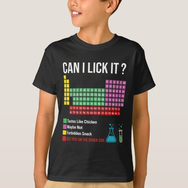 Camiseta Can I Lick It Periodic Table Chart Science Teacher (Anverso)