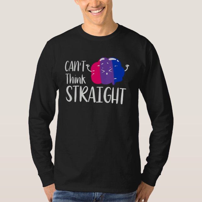 Camiseta CAN T THINK STRAIGHT Rainbow LGBT Flag Gay Pride (Anverso)