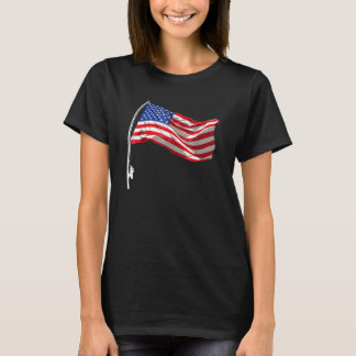 Camiseta Caña de Pescar Bandera Americana 4 de Julio Patrió