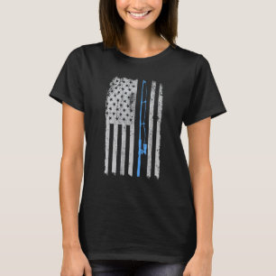 Camiseta Caña de Pescar Bandera Americana Línea Azul Vintag