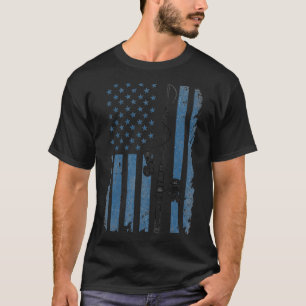 Camiseta Caña de pescar bandera americana, pescador, pesca,