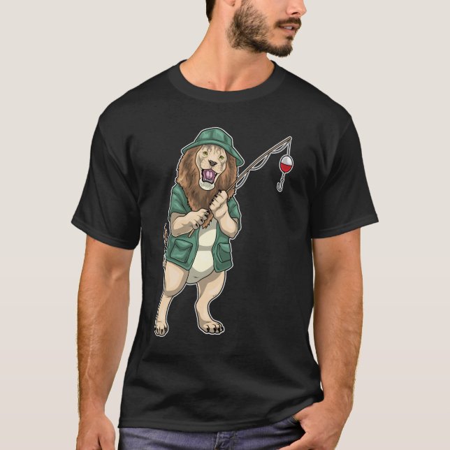 Camiseta Caña de pescar cazadora de leones Pesca (Anverso)