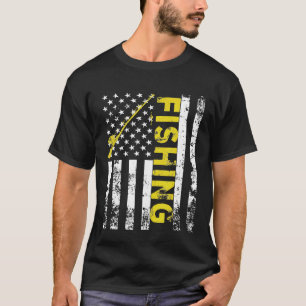 Camiseta Caña de pescar con bandera americana regalo patrió