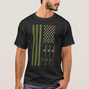 Camiseta Caña de Pescar Orgullo Americano Pescador Bandera 