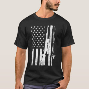Camiseta Caña de Pescar Rifle de Caza Bandera de EE. UU. Pa