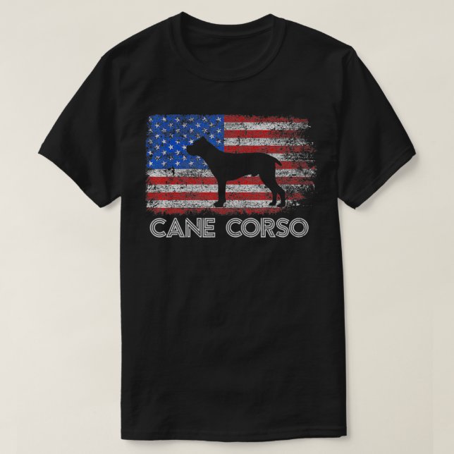 Camiseta Caña patriótica Corso Bandera Americana Cane Corso (Diseño del anverso)