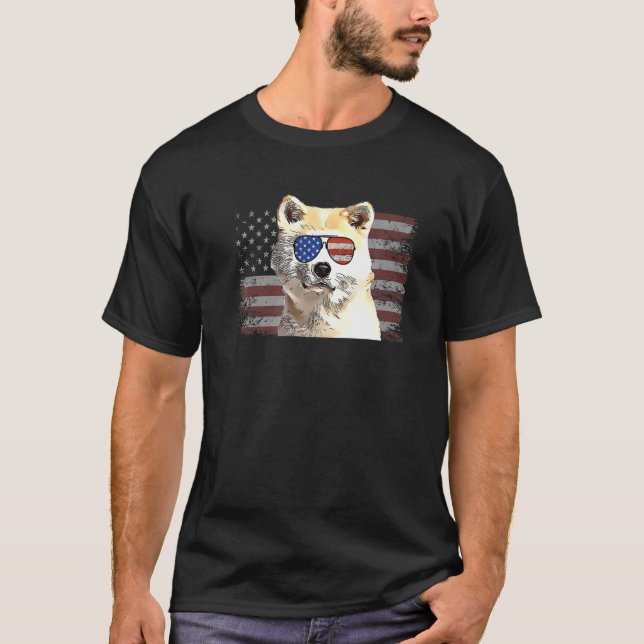 Camiseta Canaan Dog Julio 4 Retro Bandera Estadounidense (Anverso)
