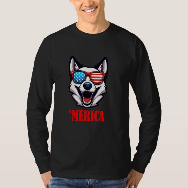 Camiseta Canaan Dog Merica 4 de julio Bandera de Estados Un (Anverso)