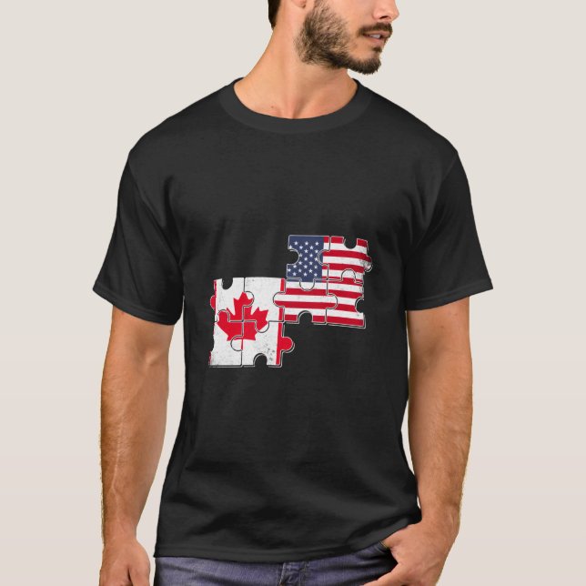 Camiseta Canadá Bandera Estadounidense Canadiense (Anverso)