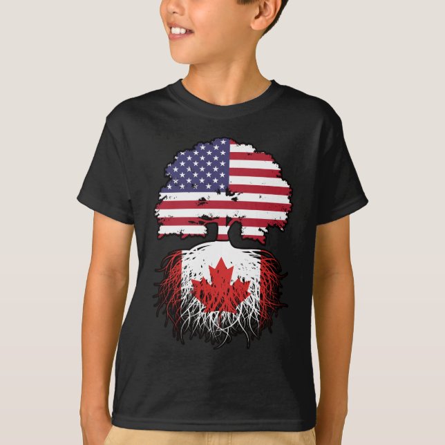 Camiseta Canadá Canadá American USA Tree Roots Flag Bandera (Anverso)