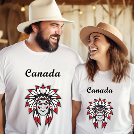 Camiseta Canadá Colorido Jefe Indígena Nativo Americano