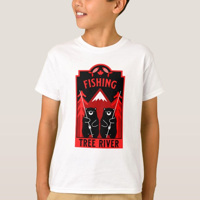 Camiseta Canadá de pesca de río árbol (Anverso)