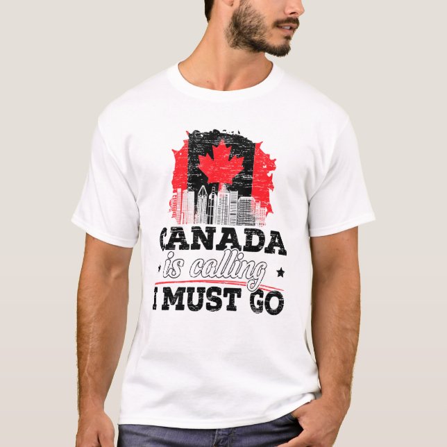 Camiseta Canadá: Debo irme a Canadá con hojas de arce (Anverso)