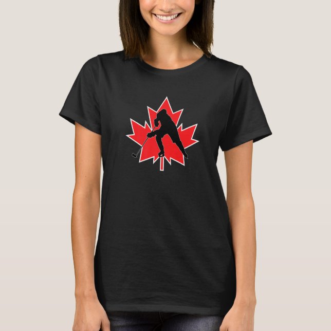 Camiseta Canadá: Deporte de invierno rojo blanco en hockey  (Anverso)