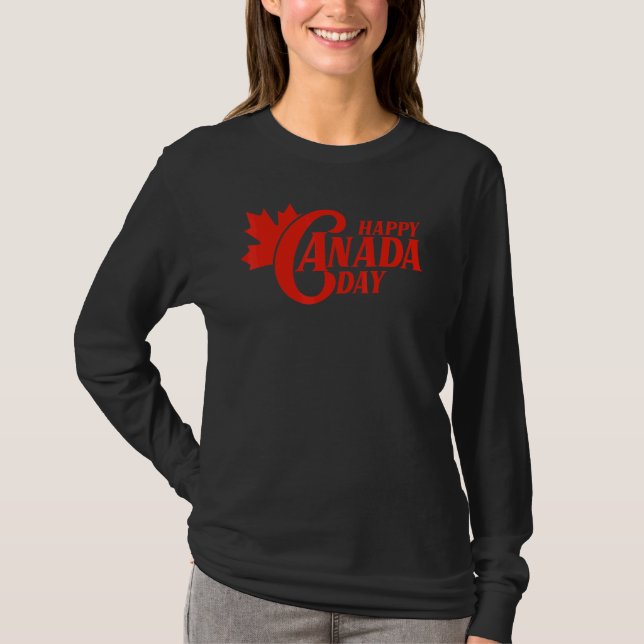 Camiseta Canadá: Día de la Bandera Maple Leaf Canadá Feliz  (Anverso)
