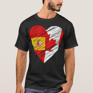 Camiseta Canadá España Corazón Bandera Española Bandera Can