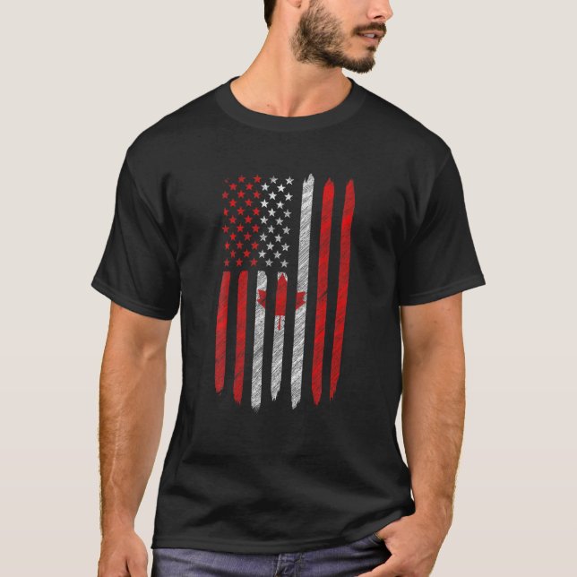 Camiseta Canadá Estados Unidos Bandera Americana Canadiense (Anverso)