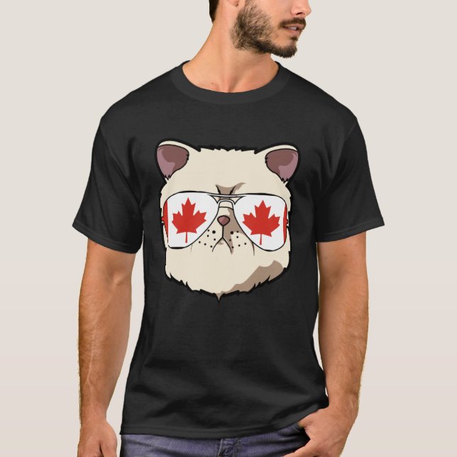 Camiseta Canada Flag Canadian Exotic Shorthaire Cat Sunglas (Anverso)