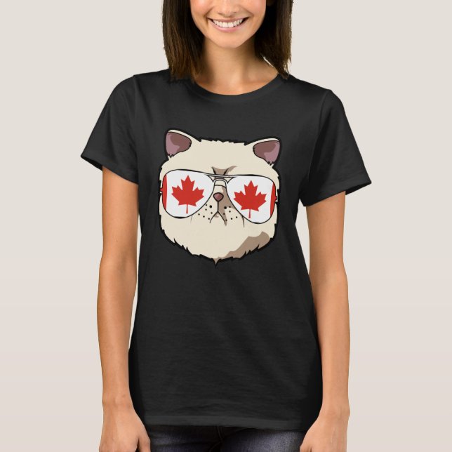 Camiseta Canada Flag Canadian Exotic Shorthaire Cat Sunglas (Anverso)