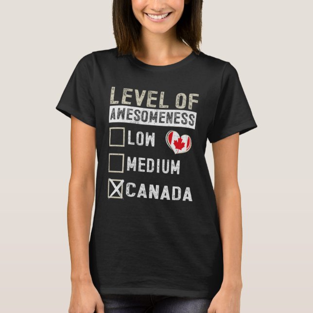 Camiseta Canada Flag Canadians Level Of Awesomeness (Anverso)