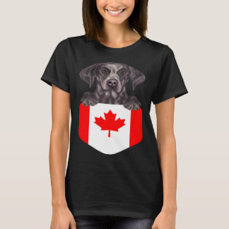 Camiseta Canada Flag German Shorthaired Pointer Dog In Pock