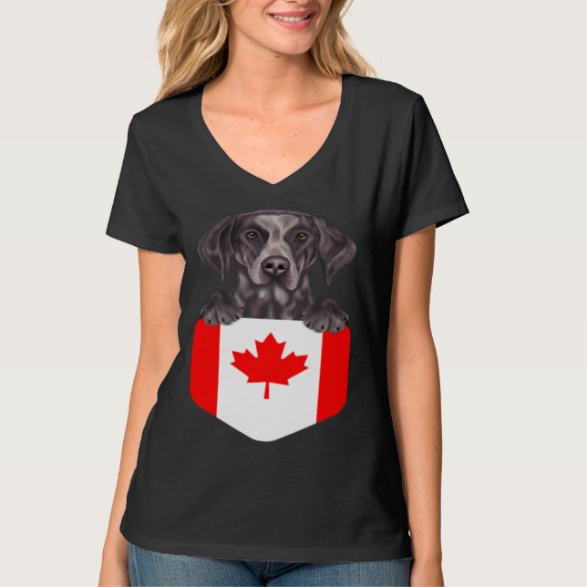 Camiseta Canada Flag German Shorthaired Pointer Dog In Pock (Anverso)