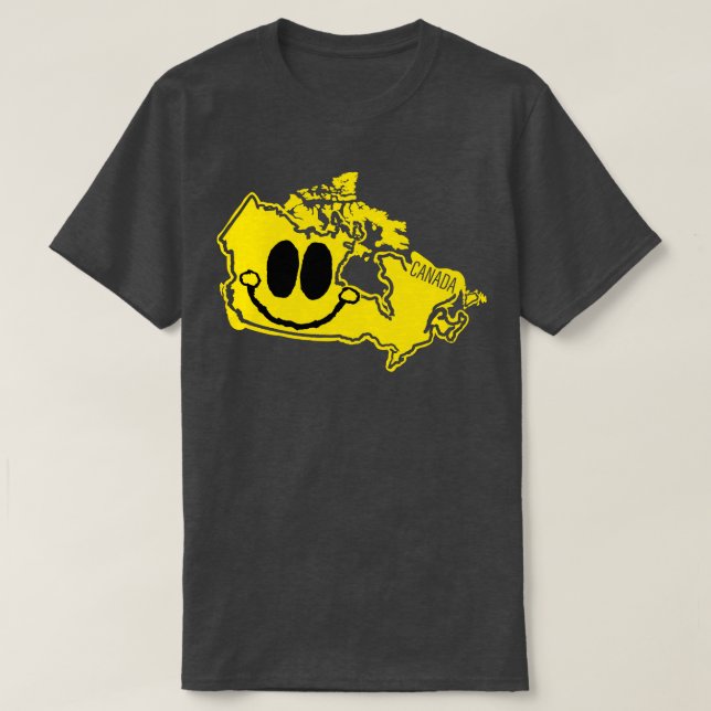 Camiseta Canadá Happy toon Map Face con sonrisa (Diseño del anverso)