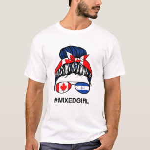 Camiseta Canada Honduras Flag Canadian Honduran Messy Bun