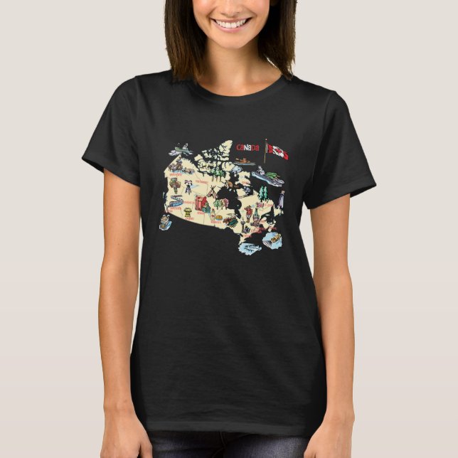Camiseta Canada map major cities Tourist Destinations attra (Anverso)