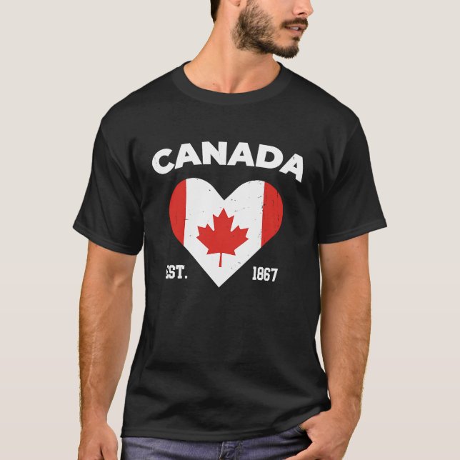 Camiseta Canada Maple Leaf Flag Heart  Canadian Patriot Van (Anverso)
