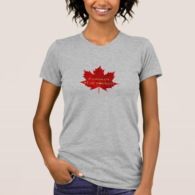 Camiseta Canadá número 1 en letras de hockey-oro/hojas de a (Anverso)