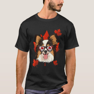 Camiseta Canadá: Papillon Dog Maple Leaf Patriótico