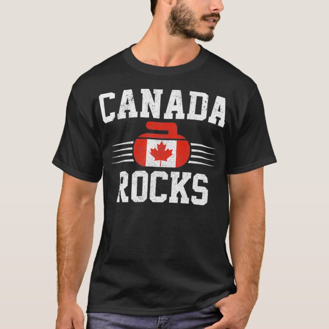 Camiseta Canadá Roca Fanático Canadiense Bandera Funny Curl (Anverso)