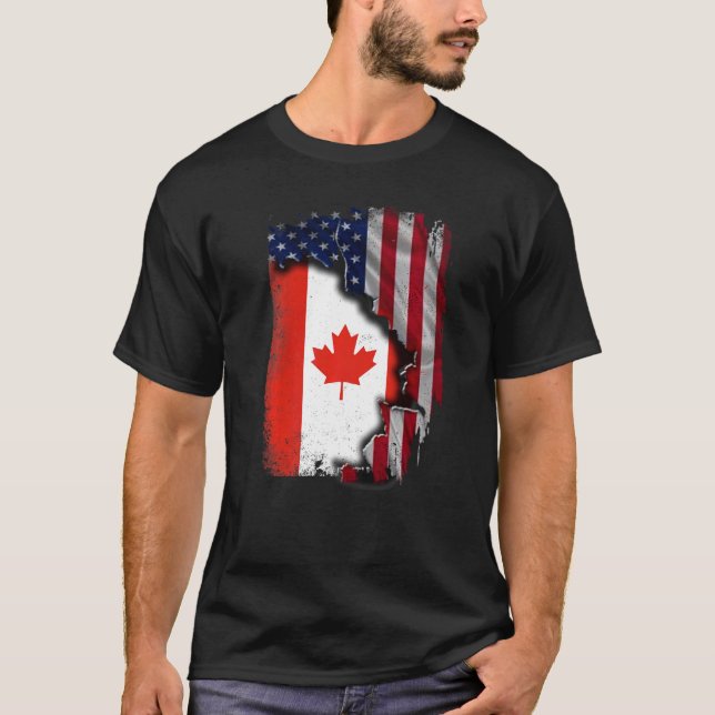 Camiseta Canadá ROOTS Bandera media americana Canadá (Anverso)