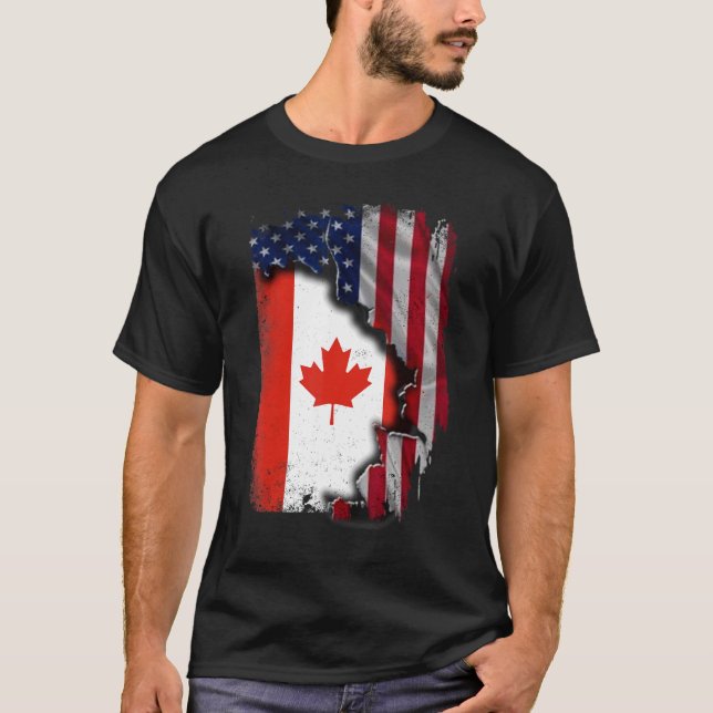Camiseta Canadá ROOTS Bandera media americana Canadá (Anverso)