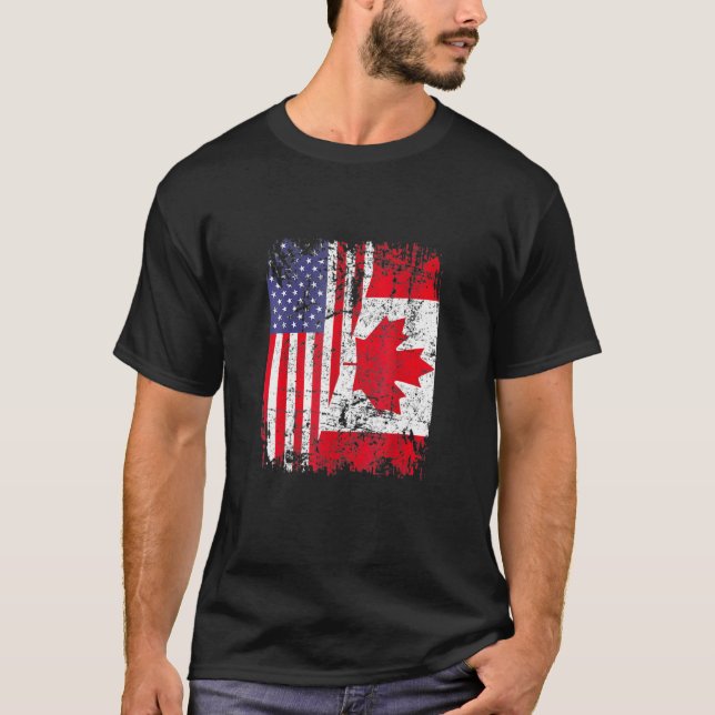 Camiseta Canadá Roots Media Bandera Americana Canadá (Anverso)