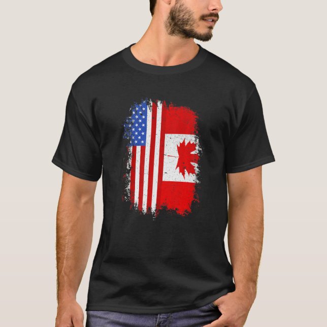 Camiseta Canadá Roots Media Bandera Americana Canadá (Anverso)