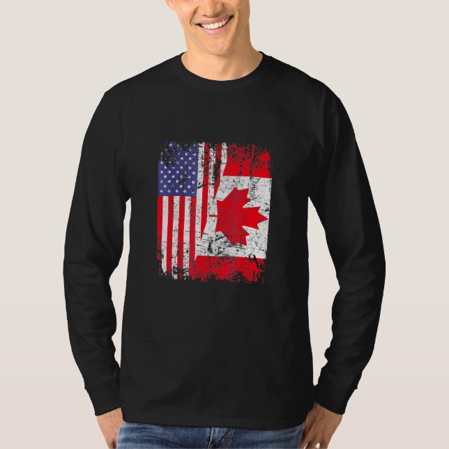 Camiseta Canadá Roots Media Bandera Americana Canadá (Anverso)