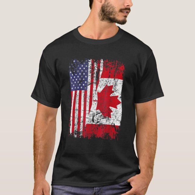 Camiseta Canadá Roots Media Bandera Americana Canadá (Anverso)