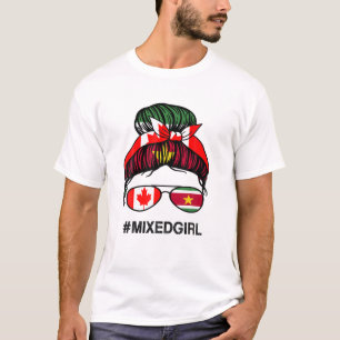 Camiseta Canada Suriname Flag Canadian Surinamese Messy Bun