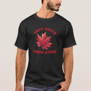 Camiseta Canadá Verdadero Fuerte Norte y Libre Hoja de Arce